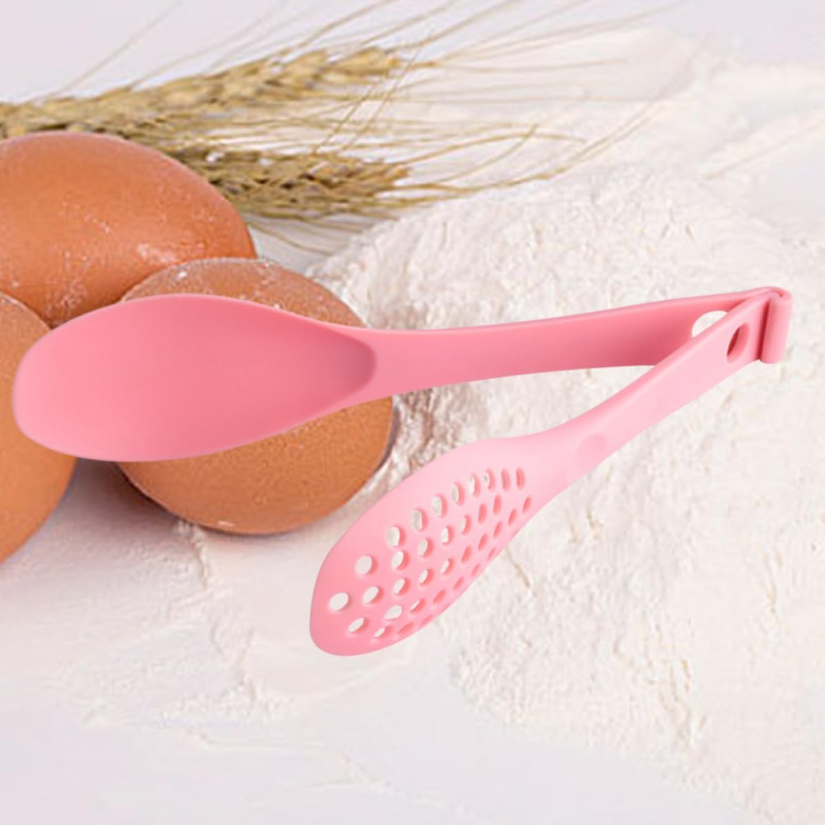 Food Serving Tongs and Hanging Hole with 2 in 1 Design Pink Nylon