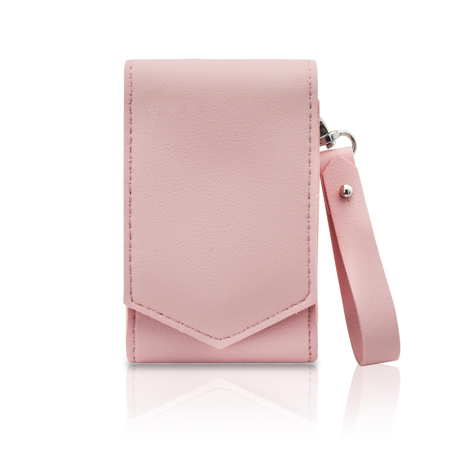 AfitLulu Makeup Lipstick Case, Pu Leather Lipstick Pouch With Mirror, Wristlet Cosmetic Bag with Removable Keychain, Holds Up to 3 Lipsticks, Magnetic