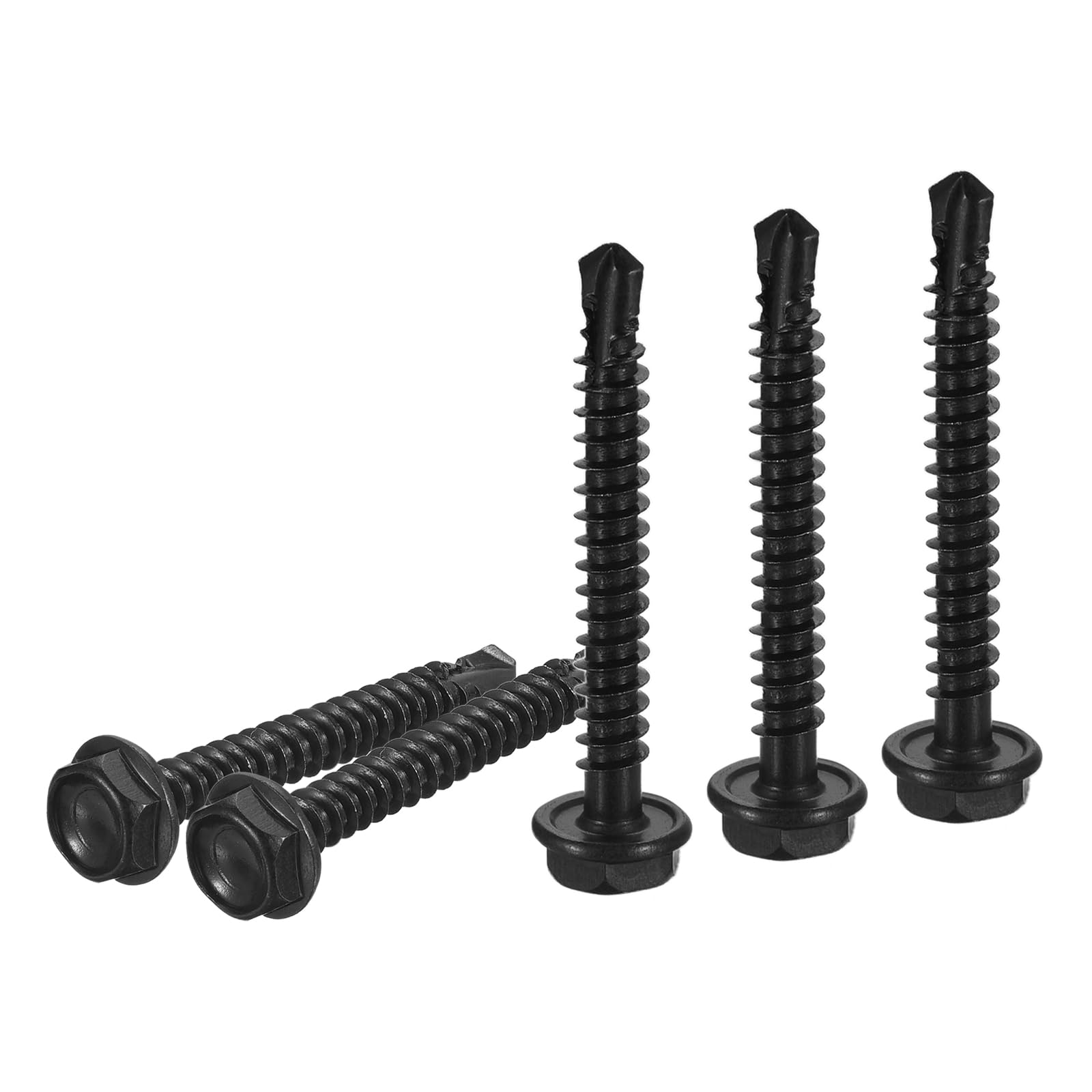 DTGN #8x1-1/2" Hex Washer Head Self Drilling Screws, 100Pack, Good for Machine, 410 Stainless Steel Black Oxide