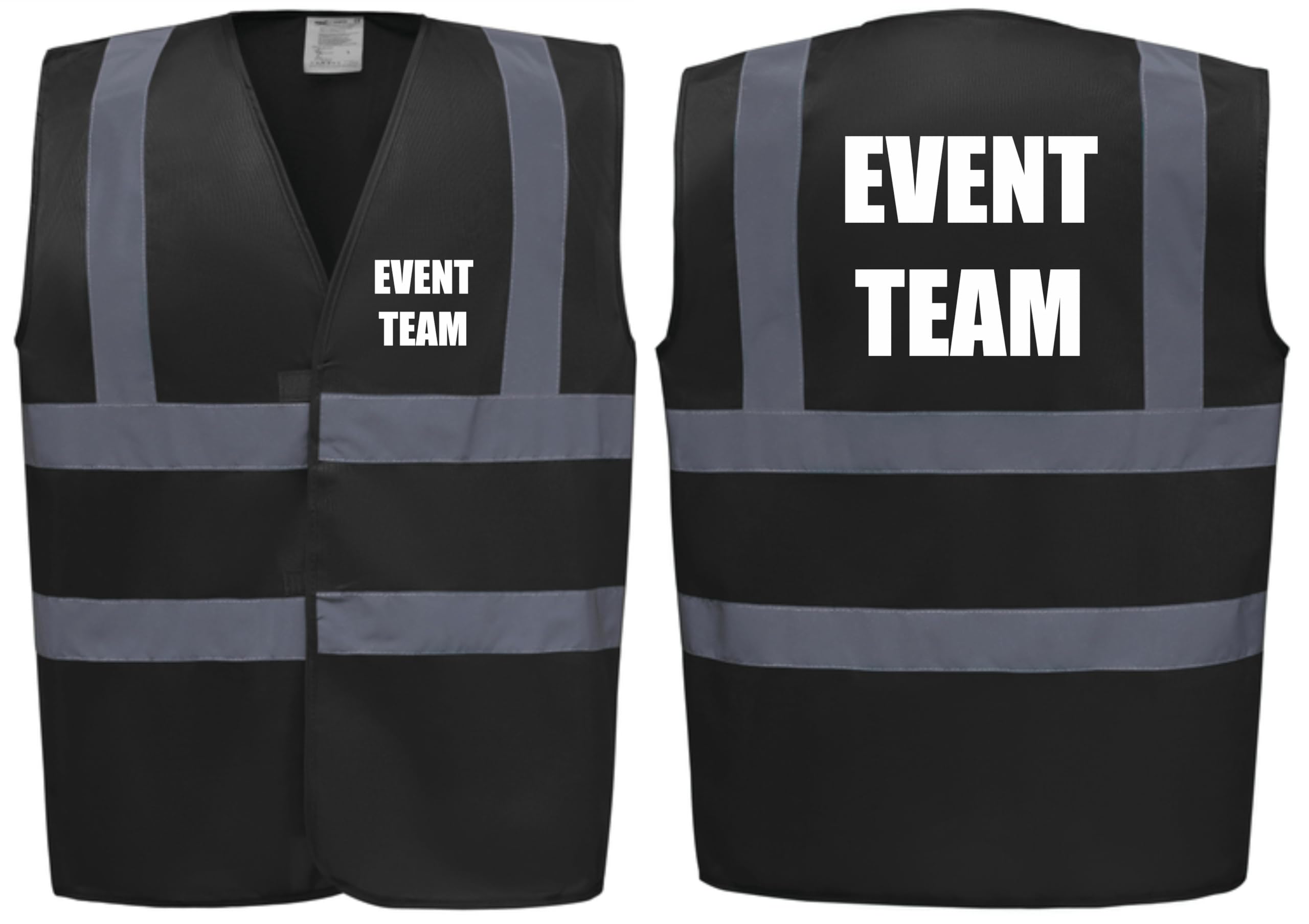 Brook Hi Vis Premium Safety Vest - EVENT TEAM Printed Front & Back, Event Management High Viz Waistcoat, Available in 14 Colours, Festivals (UK, Alpha, M, Regular, Regular, Black) — image 1