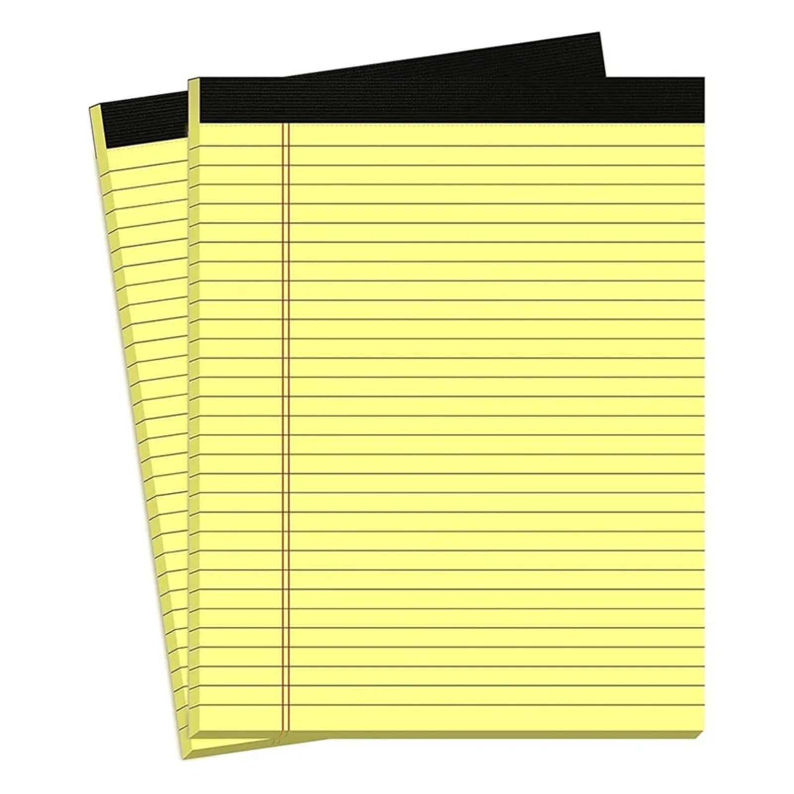 Farbige Notizblöcke, 4 Stück, gelb, 21,6 x 29,5 cm, schmal, liniert, Schreibpapier, Collegeblock für Arbeit, Schule, Büro, Bildung, To-Do-Listen