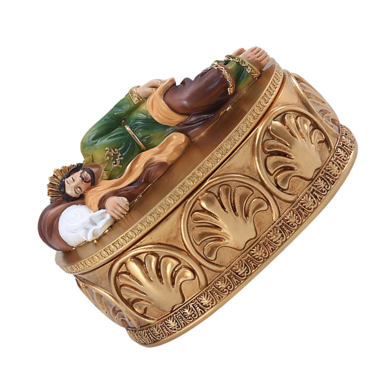 Support de rangement compact pour figurines de sainte et coffret à bijoux en résine