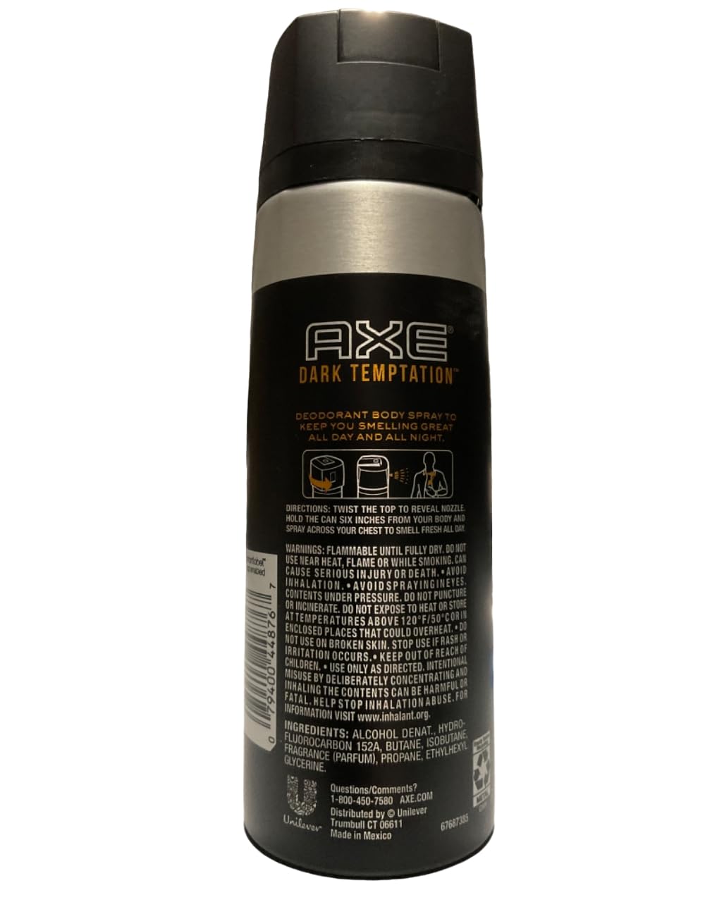 Axe body spray deodorant for long lasting odor protection dark temptation  all day fresh scent mens deodorant formulated without aluminum oz