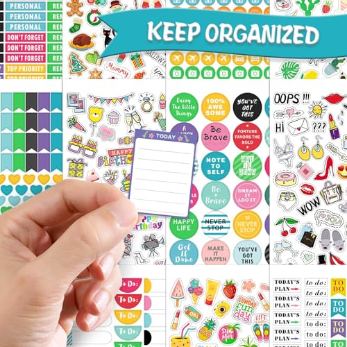 Planner Stickers - 28 Sheets, 1378 Stunning Design Accessories for Journals and Calendars, Essential Planner Accessories by Tullofa