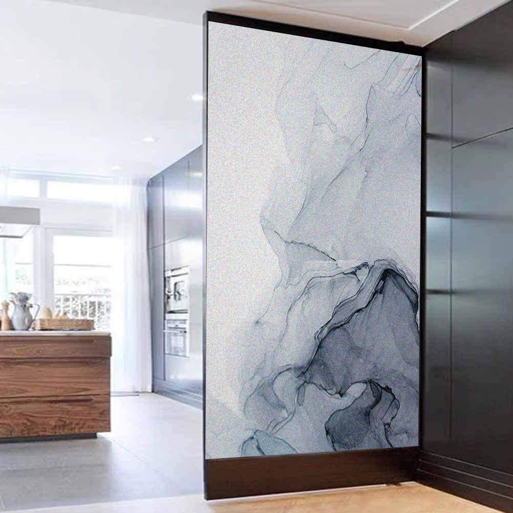 Lumanduo Privacy Window Film Marble Texture Decorative Stained Glass Siding Glass Door Shade Film Stickers Window Treatments Window Coverings Glass Sticker 19.7"x47.2"(50x120cm)