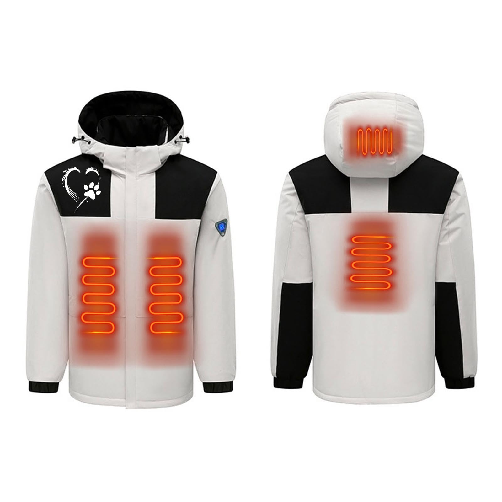 Giacca a Vento Impermeabile Unisex Giacche Stampato Amore Cappotto con Cappuccio Riscaldato Giacca Temperatura Costante Cardigan Maniche Lunghe Giubbotto Caldo Inverno Jacket da All'aperto