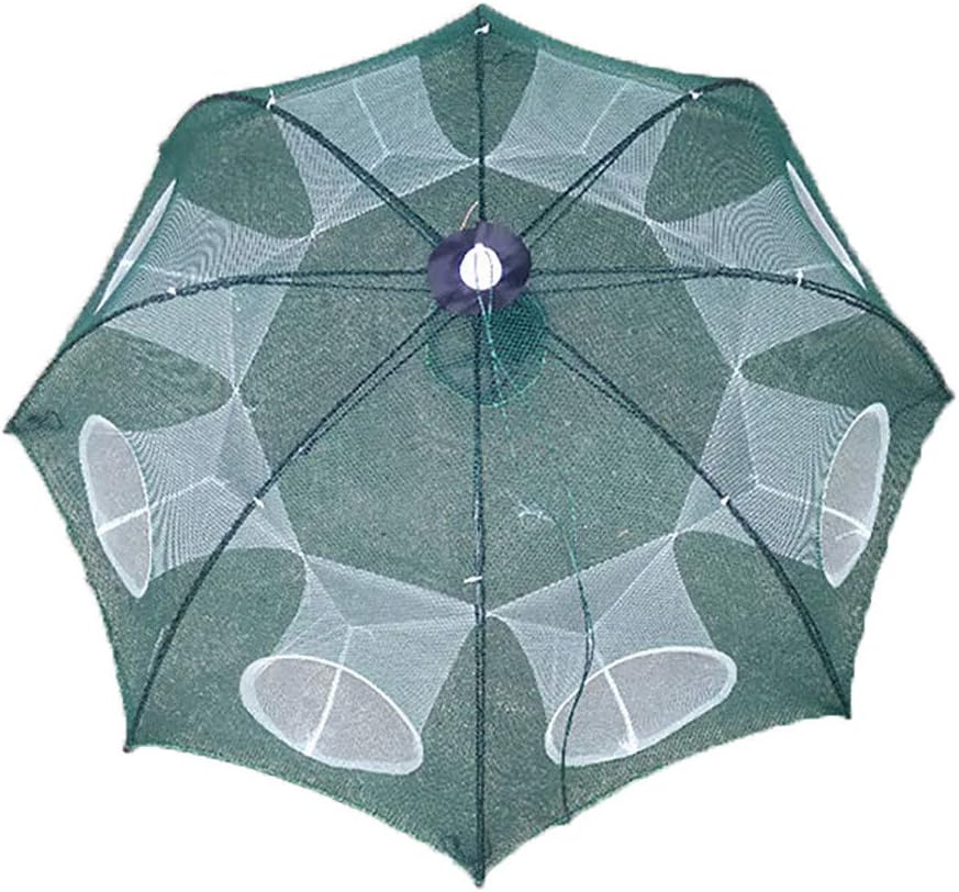 Fewear Automatic Crawfish Trap, Portable Folded Fishing Net Fish Shrimp Crayfish Crab Baits Trap Cast Mesh Trap,Foldable Crawdad Bait Trap Cast Net Cage, Rope for Catching Small Bait Crab Minnows (C)