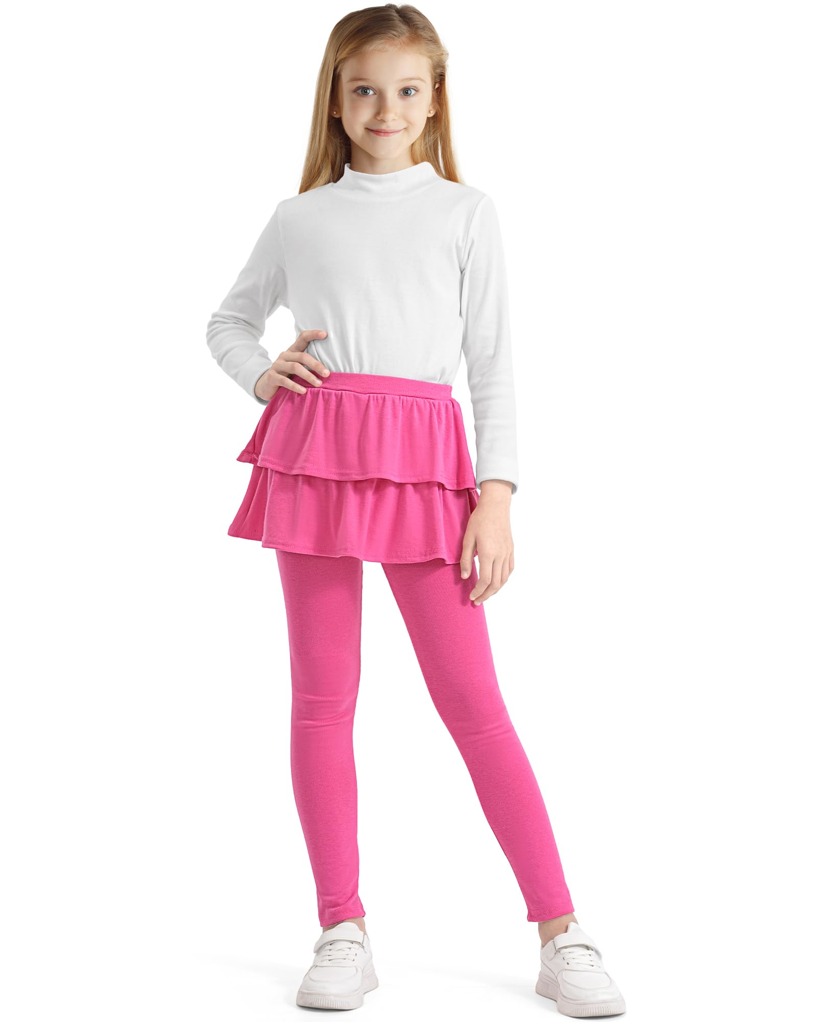 Somaibo Leggings da ragazza con gonne, uniforme scolastica, atletica, elasticizzati, tutù, pantaloni caldi con volant, confezione da 2