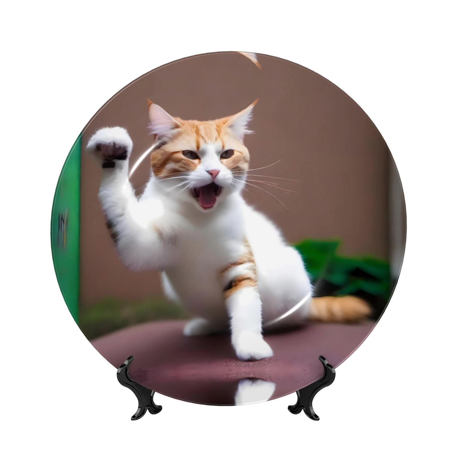 Plato de gato decorativo para estanterías de salón y manualidades de diseño en casa u oficina