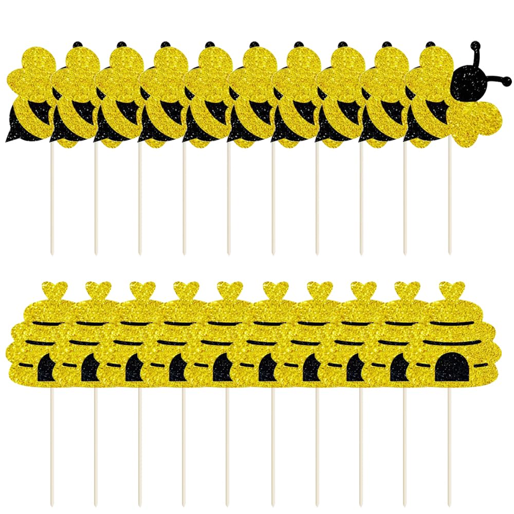 Décoration De Gâteau En Forme D'abeille Dorée à Paillettes