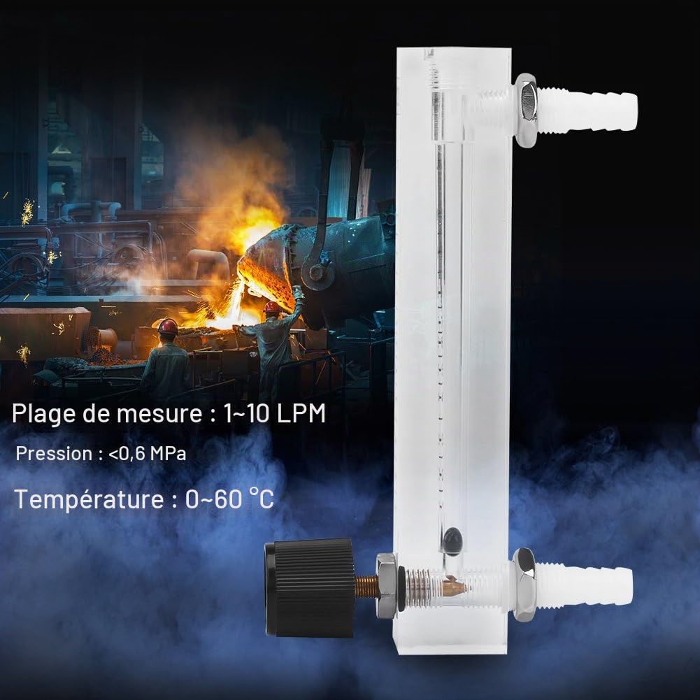 Débitmètre de gaz, débitmètre d'air 1-10LPM, avec vanne de régulation pour oxygène/air/gaz, pour la détection du débit d'oxygène ou d'autres gaz, écoulement de contrôle d'oxygène