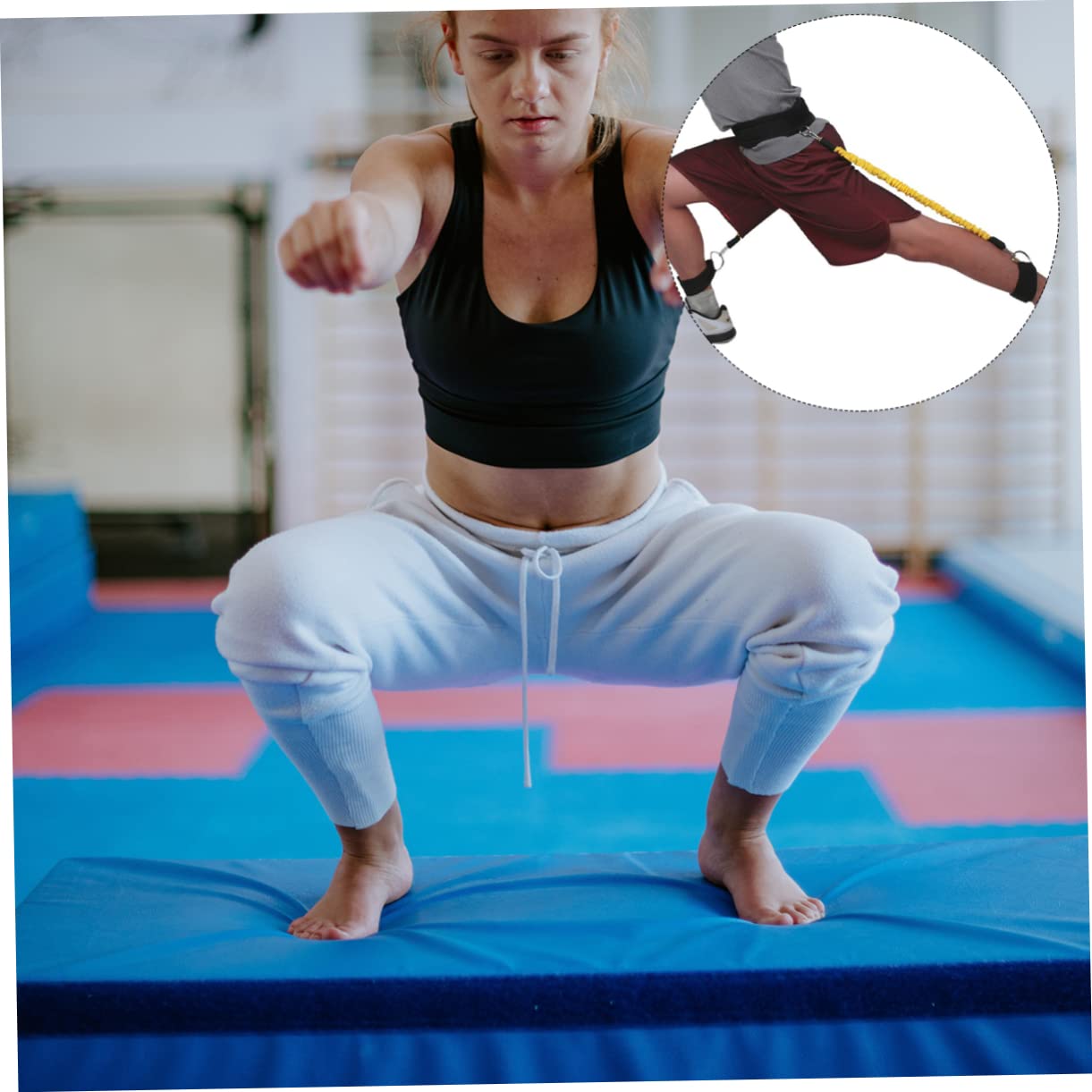 Hemobllo Set da 1 Cintura Elastica per Allenamento Gambe in Lattice, Resistente 50 Libbre, Leggero per Palestra e Squat Profondi