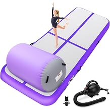 Inflatable Gymnastics Mat and Air Roller Barrel Set with Pump