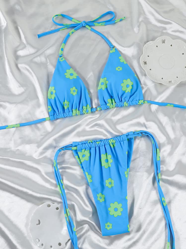 Damskie wiązane na szyi zestaw bikini seksowne stringi bezczelne dwuczęściowe stroje kąpielowe jednolity kolor stroje kąpielowe