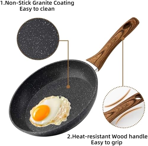 Miniatura 2 de Sartén antiadherente para huevos de 8 pulgadas wok de inducción para carne tocino hamburguesas de perro caliente woks de aluminio forjado