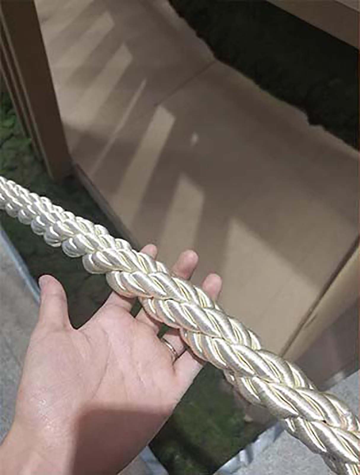 4 Pack Velvet Ropes Beige, Safety Barrier Stanchion Twisted Ropes, Crowd Control Queue Barrier Nylon Braided Ropes, Stainless Steel Snap Hooks(Silver Hook,2m/6.6ft)