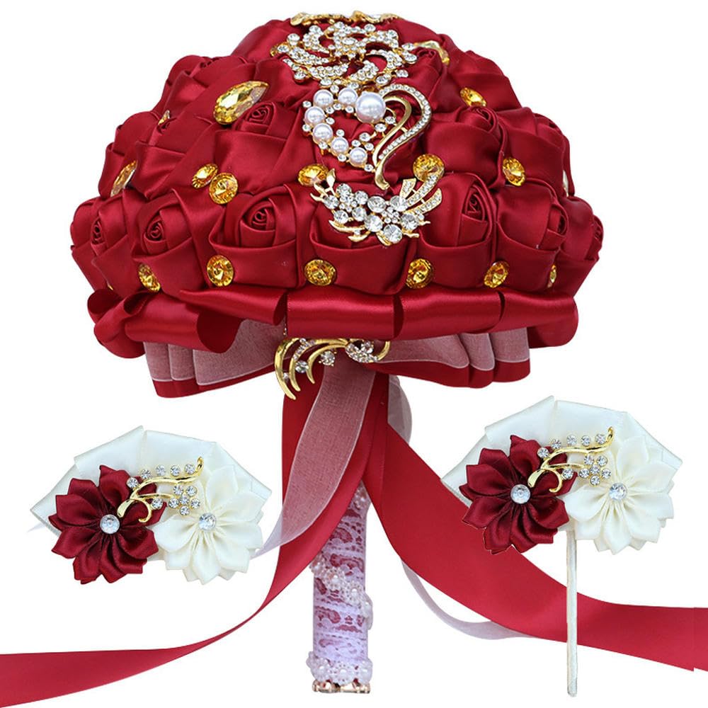 Bouquet de mariée avec corsages et fleurs de poignet Okika pour cortège de mariage