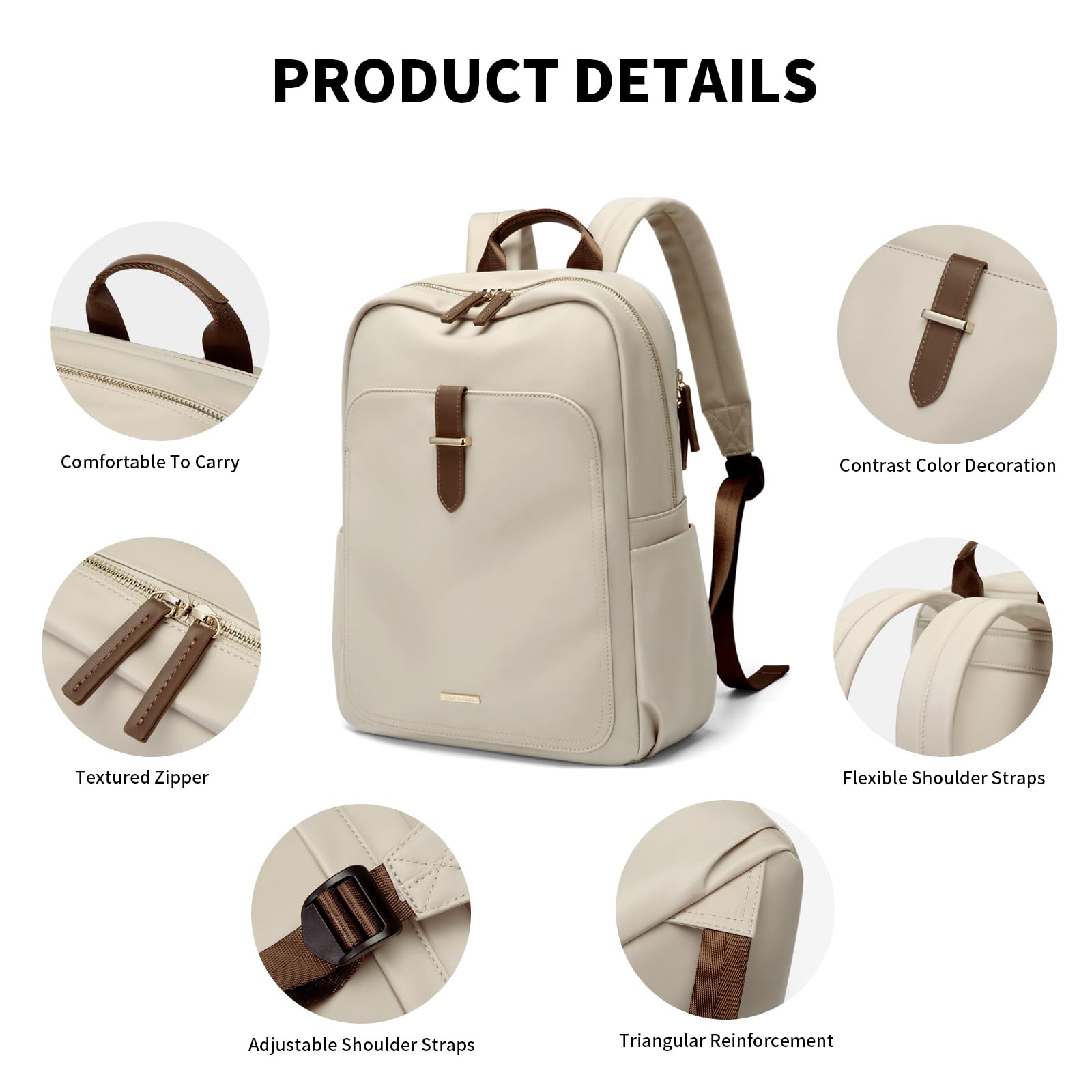 GOLF QUALITY Zaino PC Donna 15.6 Pollici,Zaino da Viaggio Donna, Backpack per Laptop, Causal Daypack Scuola Lavoro,Nero
