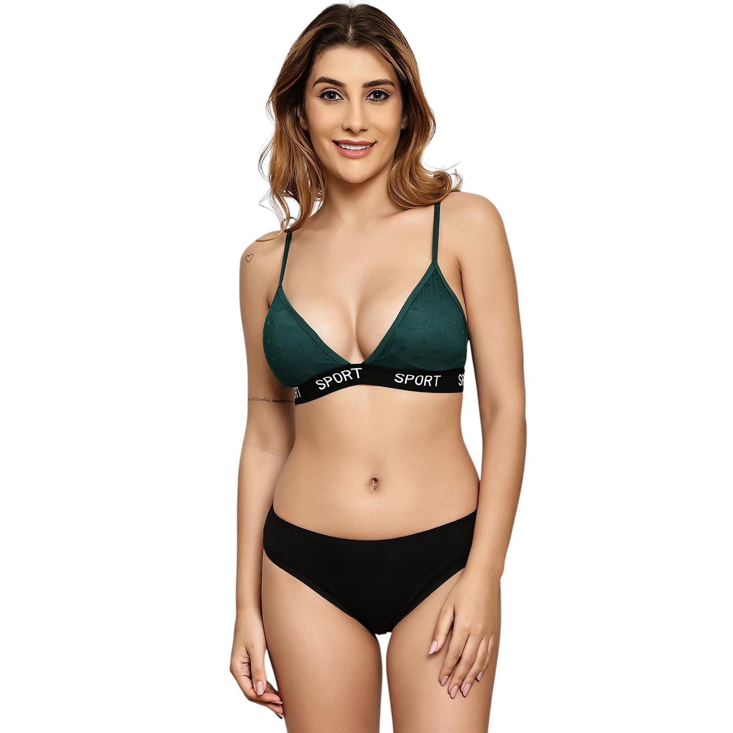 quttos Lightly Padded nonwired Triangle Cup Bra Panty for Women-picture-38
