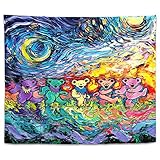 Dia Noche Tapestry Small 51'x60' Wall Art by Aja Ann Van Gogh Dancing Bears