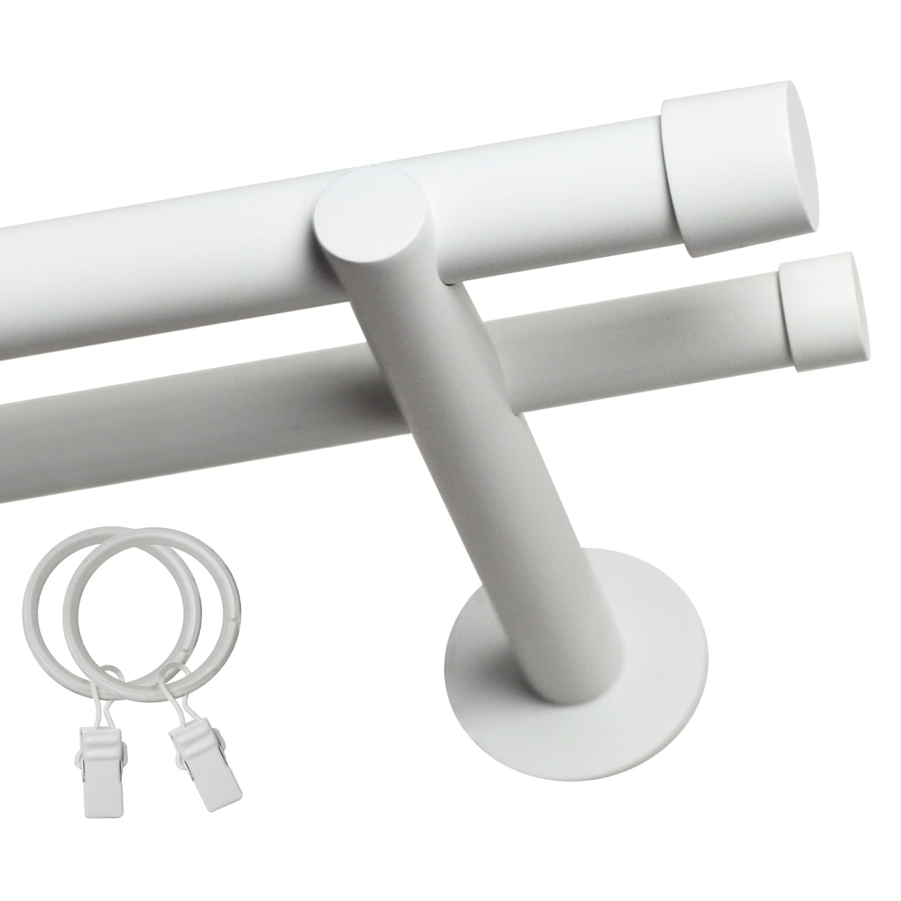 Voppi Gardinenstange Stahl weiß 200cm 25mm Loft mit Endkappen für alle Räume Gardinen Vorhänge Vorhänge