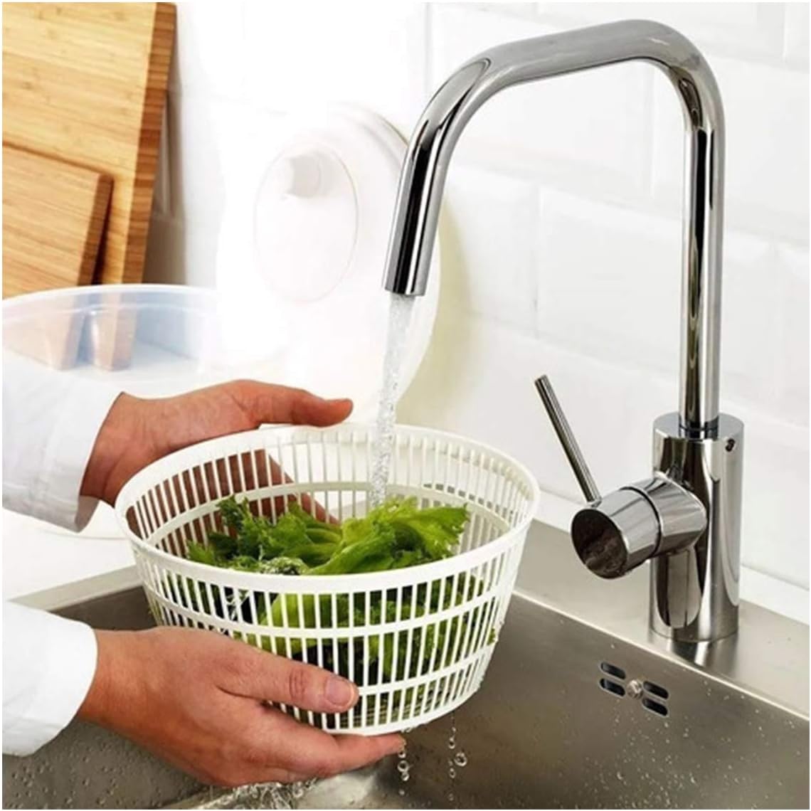 Centrífuga De Salada Secador Verduras Manual 4 Litros Preto