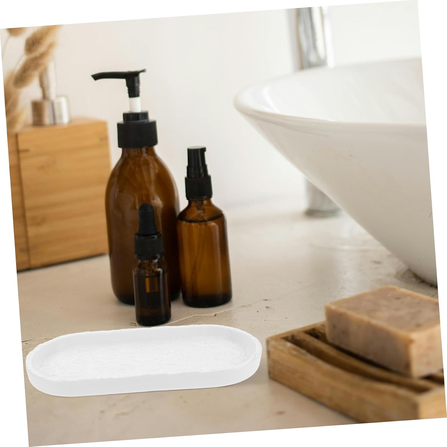 Elegant Ceramic Tray for Countertop Bath Organizer Ample Storage Bathtub Shelf Perfume Holder for Bathroom Essentials