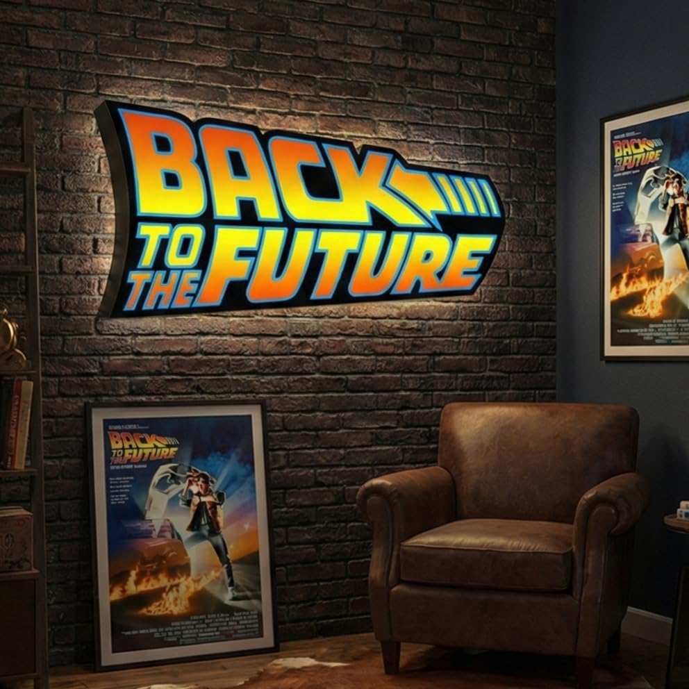 Miniatura 4 de 3DSIGN Letrero de neón LED de Regreso al Futuro, arte de pared de película con luces LED  Decoración de ventilador regulable para cine en casa,