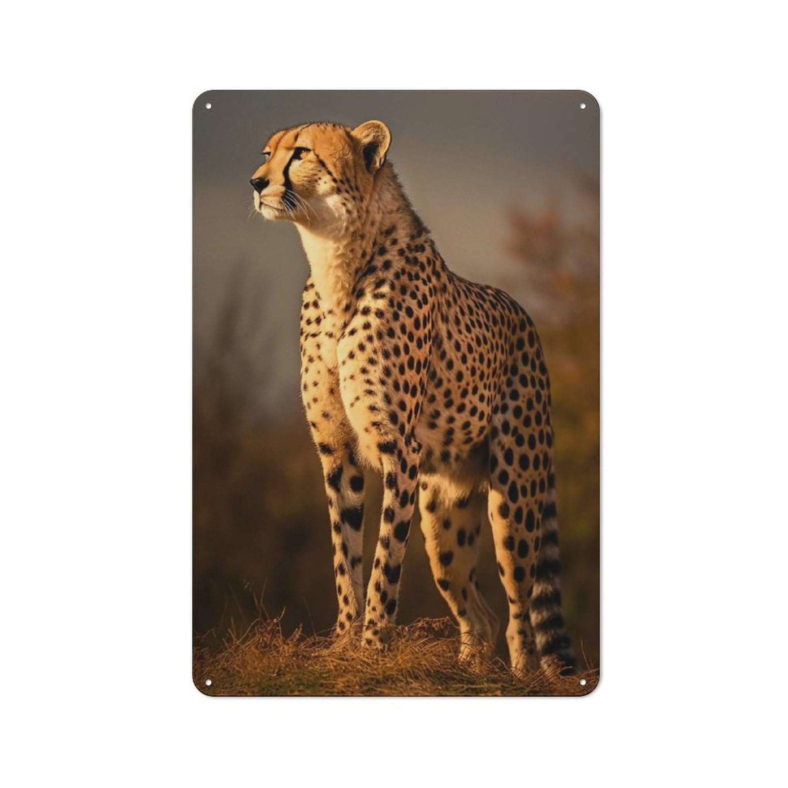 Junmoney Style-14 Farmhouse Rustic Metal Sign 30X20cm Featuring Majestic Cheetah Close Up, Farmhouse Wall Decor For Dining Room, Cafe, Entryway Or Family Room