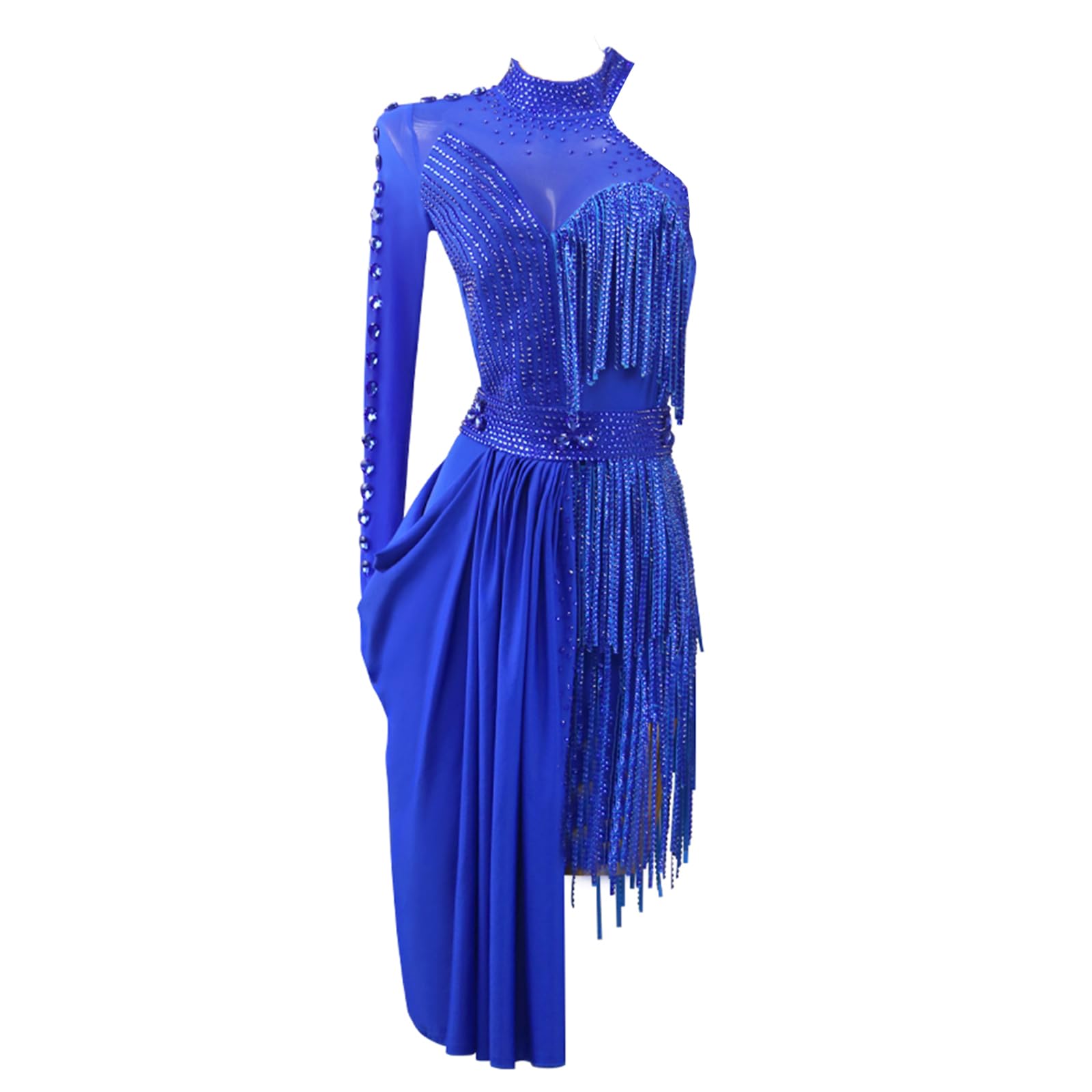 Damen Tanzkleid Ärmellos Tanzanzug Mesh Ballettkleid Glitzer Ballett Trikotanzug Mit Asymmetrisch Rock Latein Kleid Tanzkleidung