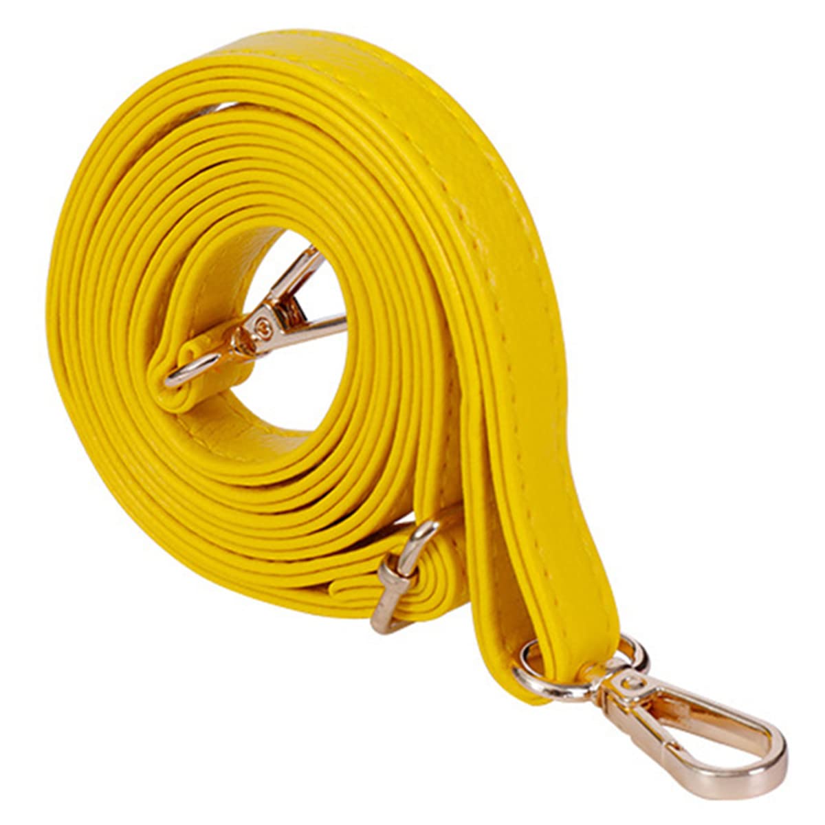 1pc Adjustable Shoulder Crossbody Straps 30-55inch PU Leather Bag Strap with Gold Clasps for Replacement Accessories (Yellow)