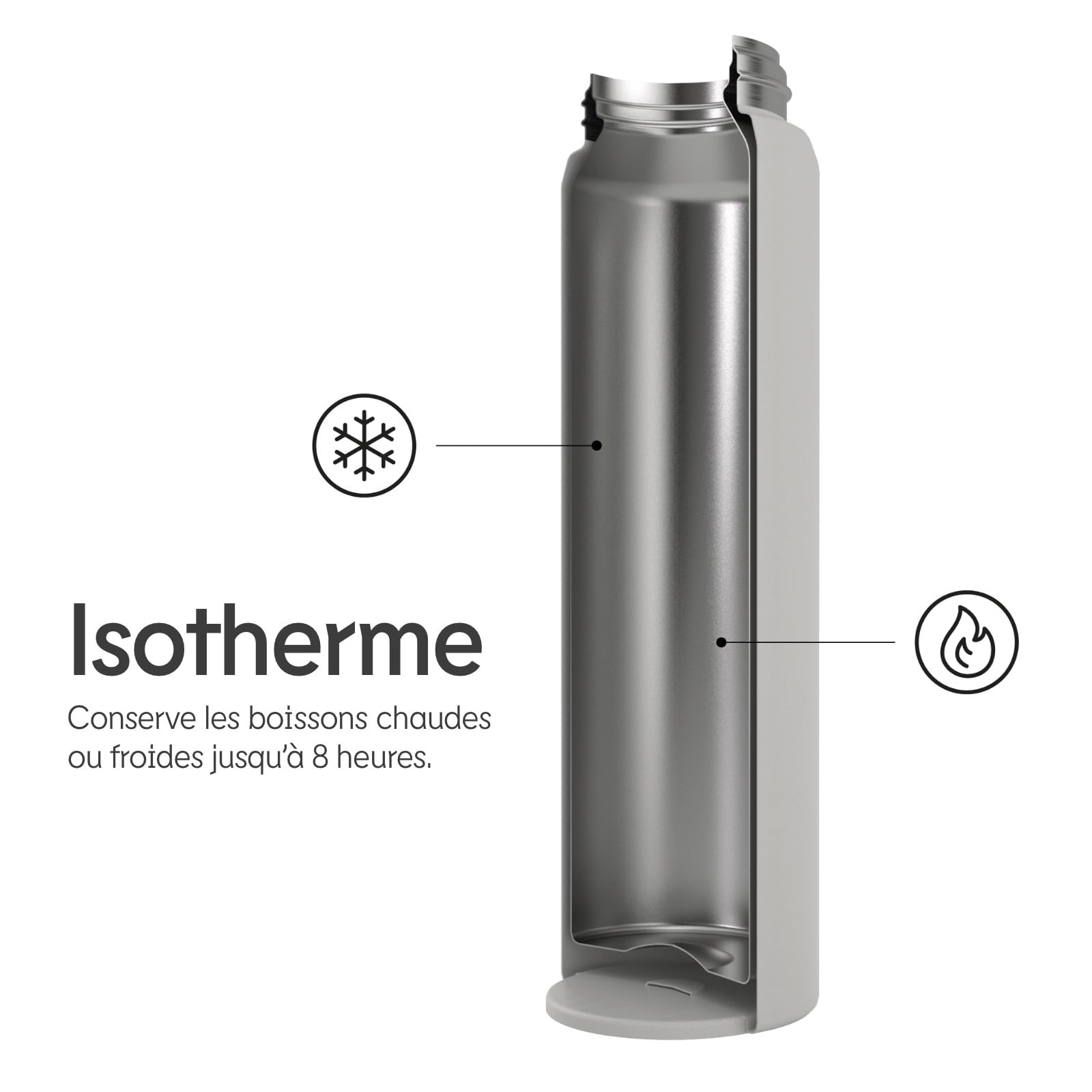 RhinoShield AquaStand Gourde isotherme magnétique 700ml - Noir | Acier inoxydable, bouteille de sport avec paille, poignée compatible MagSafe, trépied avec angles ajustables, étanche