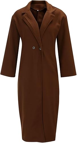 Miniatura 2 de Women Fashion Solid Color Outwear Winter Long Jacket Long Sleeve Lapel Trench Jacket Craft Wind Temperament Jackets