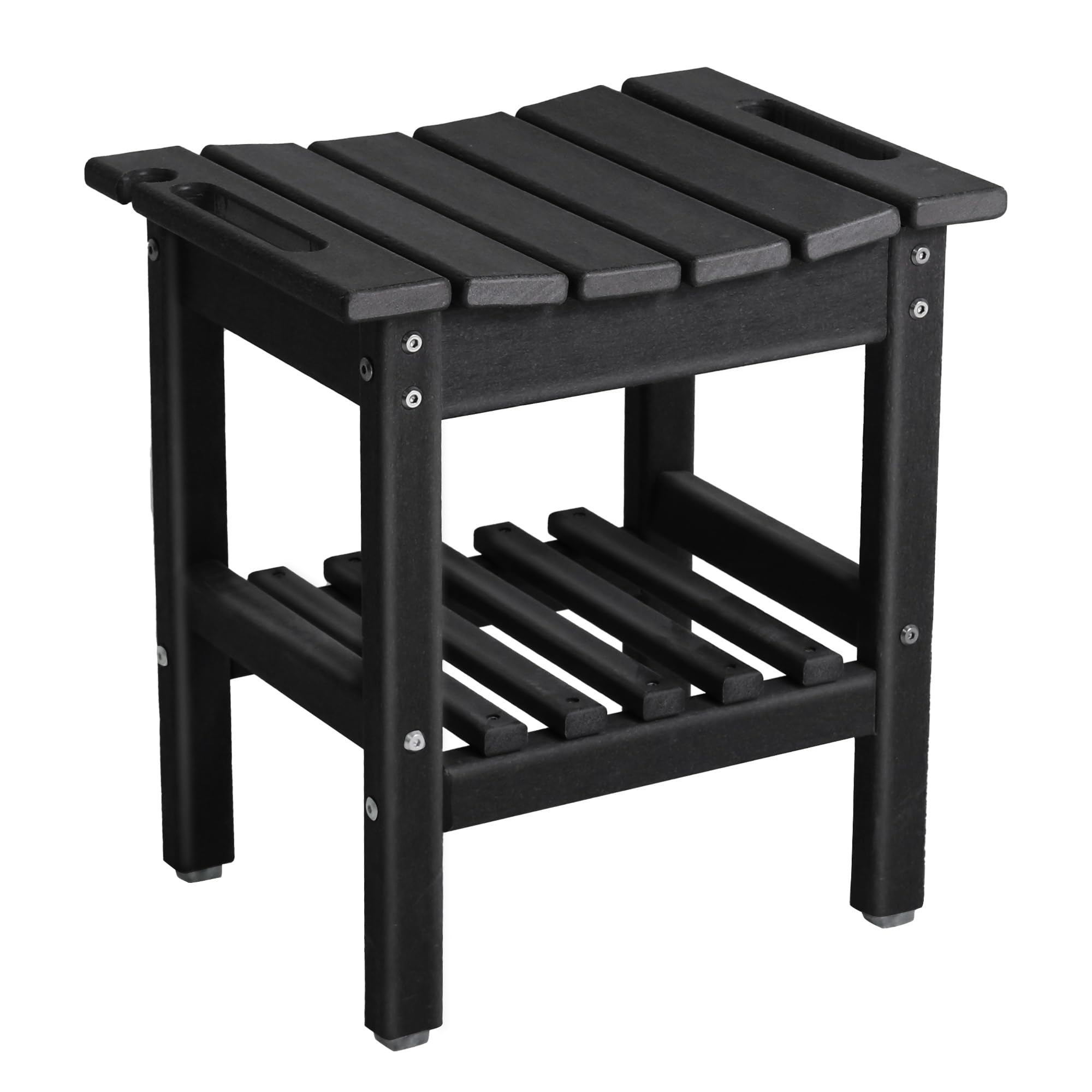 Shower Bench with Storage Shelf, HDPE Material Waterproof, Bathtub Side Table. Suitable for Bathroom Shower Stool, Suitable for All Ages (Random Black Or White)