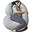 INSEN Cooling Pregnancy Pillow, Maternity Pillow with Soft Tencel Cover,C Shaped for Pregnant Women and Side Sleeping (Cooling Tencel-Rock Grey)