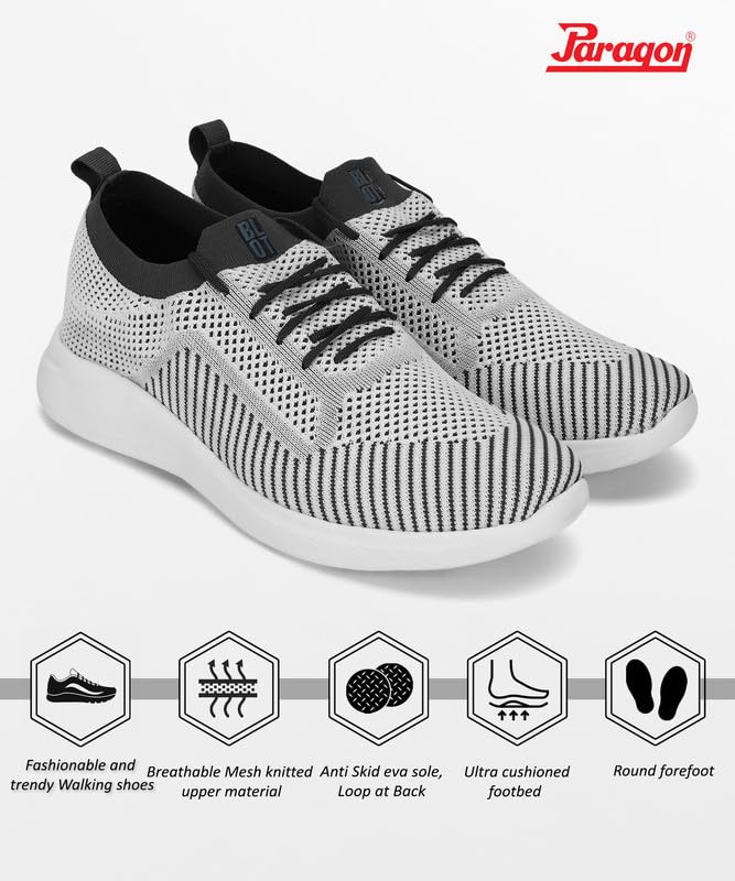Image of PARAGON K1219G Stylish Walking Shoes for Men | Comfortable Soft Cushioned Insole, Ankle Elastic for Easy Wear, Breathable Upper Material, Easily Washable Sports Shoes | Ideal for Everyday Use
