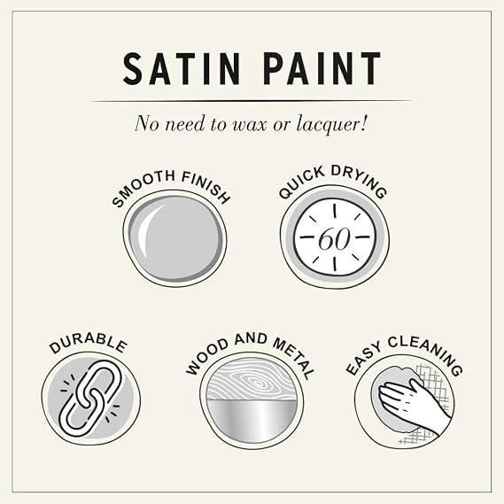 Annie Sloan Satin Paint (Pointe Silk, 25 Fl Oz /750 mL). Soft sheen for interior wood and metal. Self-leveling, all-in-one paint with no wax or lacquer required.