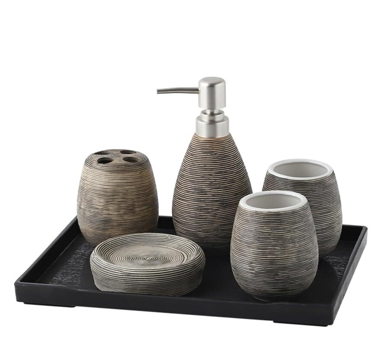 Juego de accesorios de baño de cerámica de alta calidad con dispensador y vaso moderno