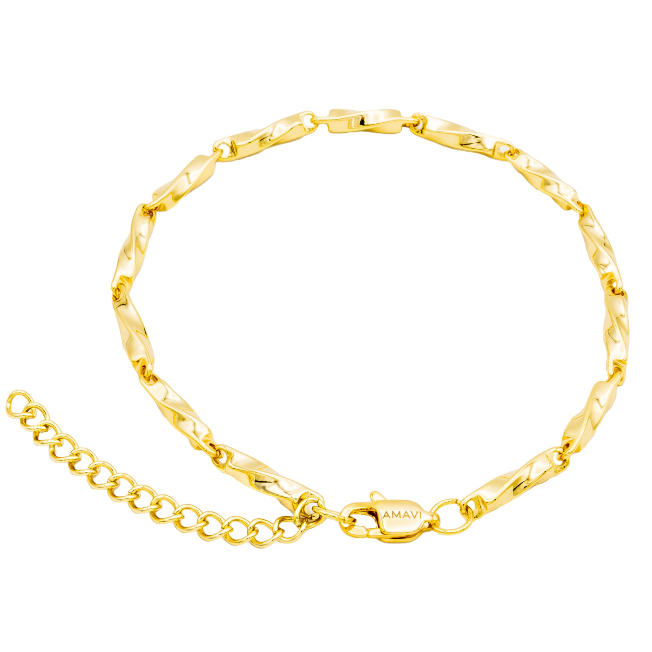 AMAVI® damski łańcuszek na kostkę 18-karatowego złota, 18K różowe złoto, wodoodporny, regulowany, błyszczący, dla kobiet, elegancka biżuteria, łańcuszek na stopę dla kobiet