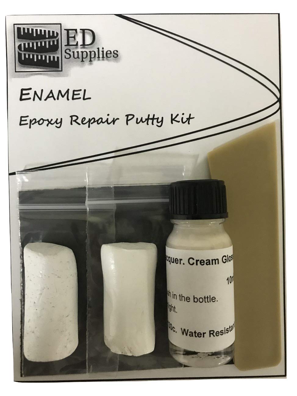 Cream Enamel Baths, Sinks, Toilets & Shower Trays Epoxy Repair Putty Kit – Repairs Chips & Deep Cracks.