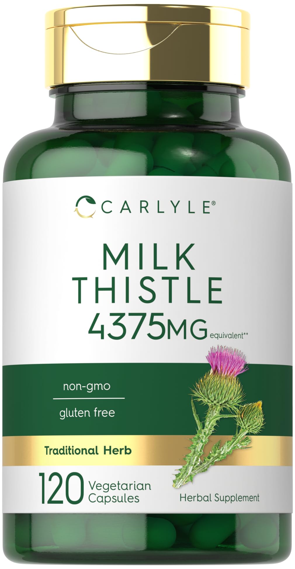 Carlyle Milk Thistle Supplement | 4375mg | 120 Capsules | High Potency Extract | Vegetarian, Non-GMO, Gluten Free