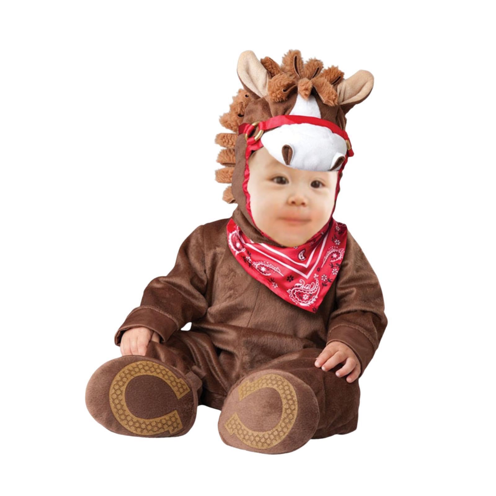 F Fityle Costume da Cucciolo di Animale per Halloween, Travestimento Originale per Feste, Divertente Tuta con Cappuccio per Cosplay e Giochi di Ruolo per, Cavallo Marrone, XL