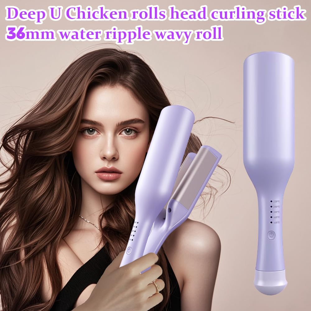 Fer à Onduler, 32mm Fer a Onduler Cheveux, Fers à Onduler Style Ondulé Avec 5 Températures Réglables, En Forme De V Friseur Cheveux, Fers à Onduler Pour Cheveux Longs Et Courts
