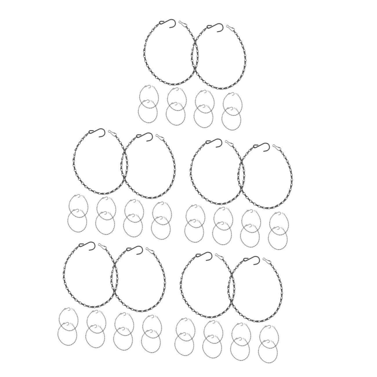 BESPORTBLE 5 Sätze Hängende Kette Pflanzendeko Pflanzenzubehör Lampionkette Pflanzenhängekette Weidenkorb Vogelhäuschen Hängen Bahnhof Blumenkorbkette Blumentopfkette Eisen Black 10 Stück * 5