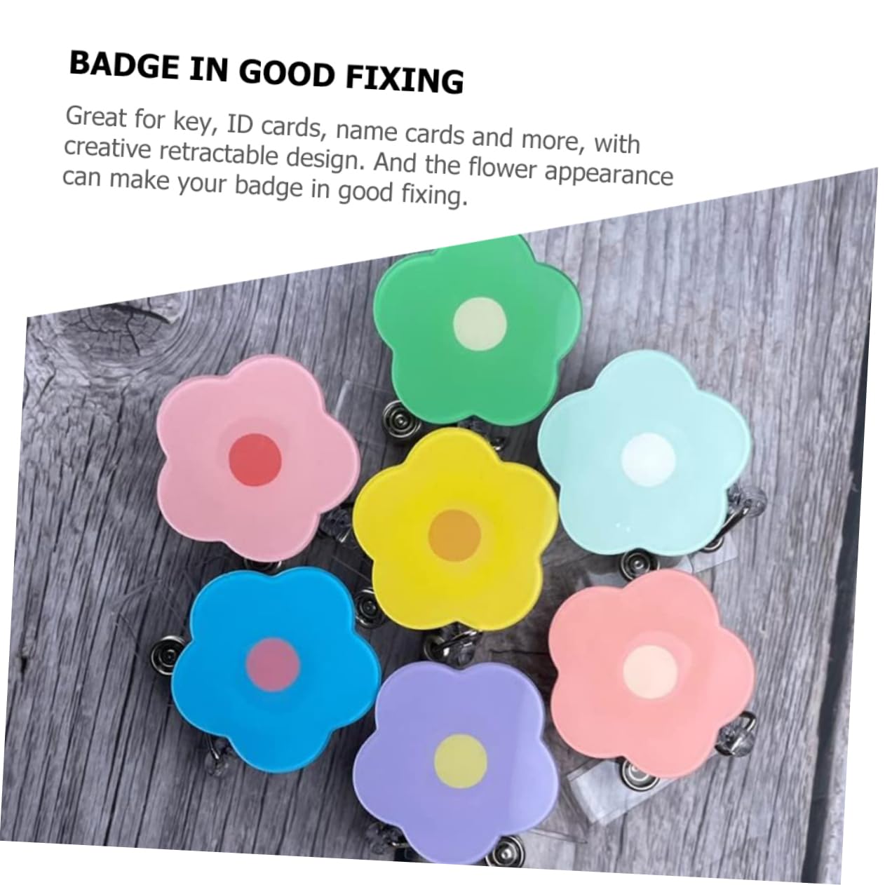 SHINEOFI 4 Ensembles Boucle Facile À Tirer Fleur Support Carte De Visite Range Carte De Visite Longes Visiteurs Badges Drôles Clip De Carte D'identité D'employé Porte-badges 6 Pièces * 4