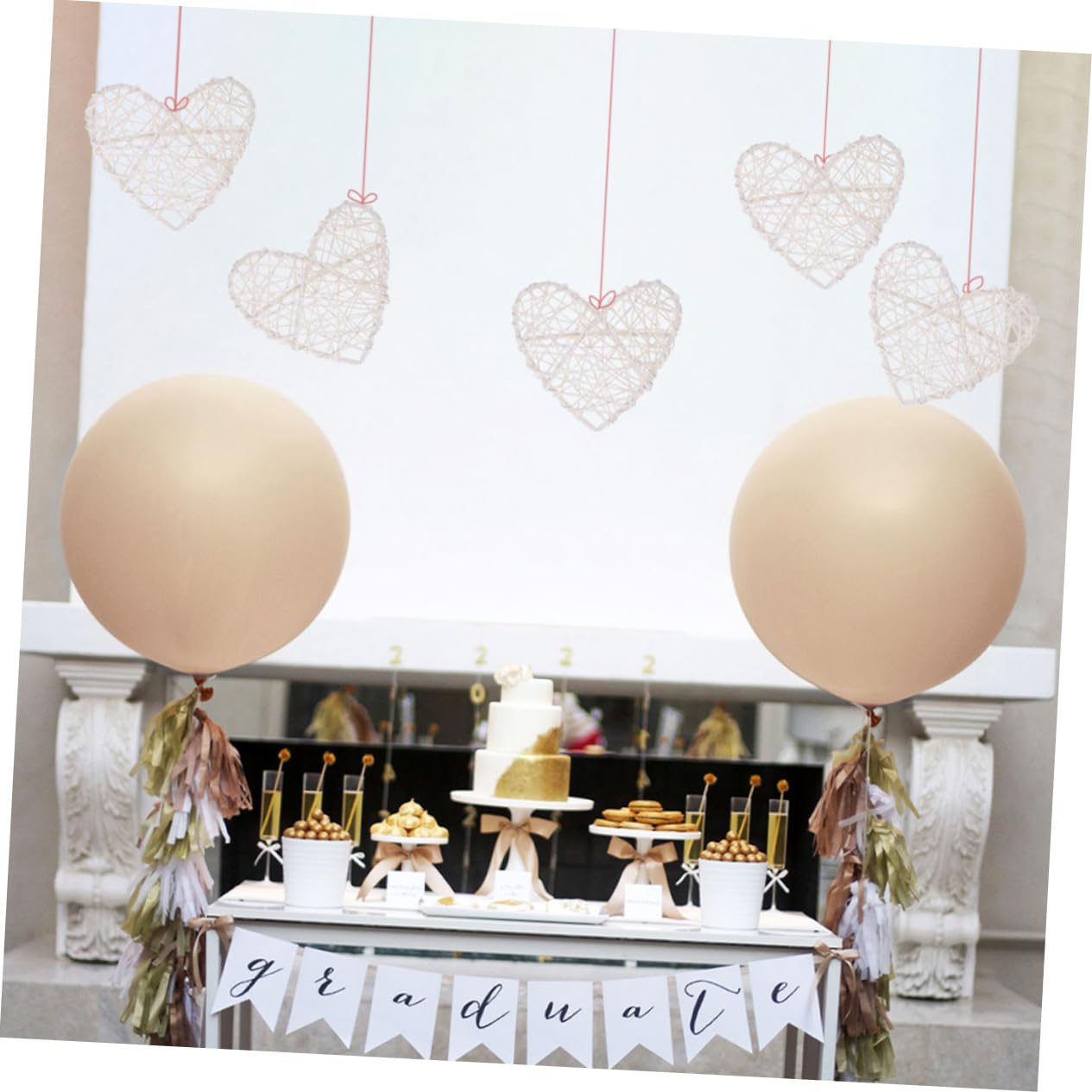VICASKY 10 Pezzi Cuore di Vimini Verde Acqua Arredamento Nuziale Vite Cuori di Vimini UV Decorazioni Natalizie Natale Decorazioni Pendente di Calore Sfera Pendente Decorativa Rattan Bianca