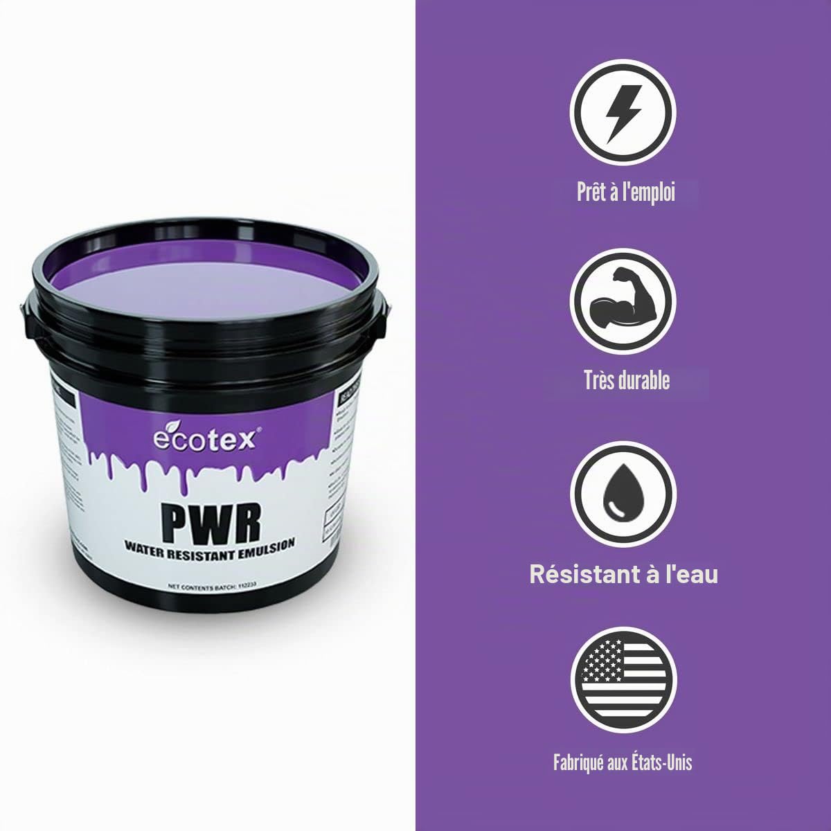 Ecotex® PWR Émulsion pour sérigraphie (pinte – 950 ml) – Émulsion photo pré-sensibilisée pour sérigraphie et tissu – pour sérigraphie, encre plastisol et encre à base d'eau, fournitures de sérigraphie
