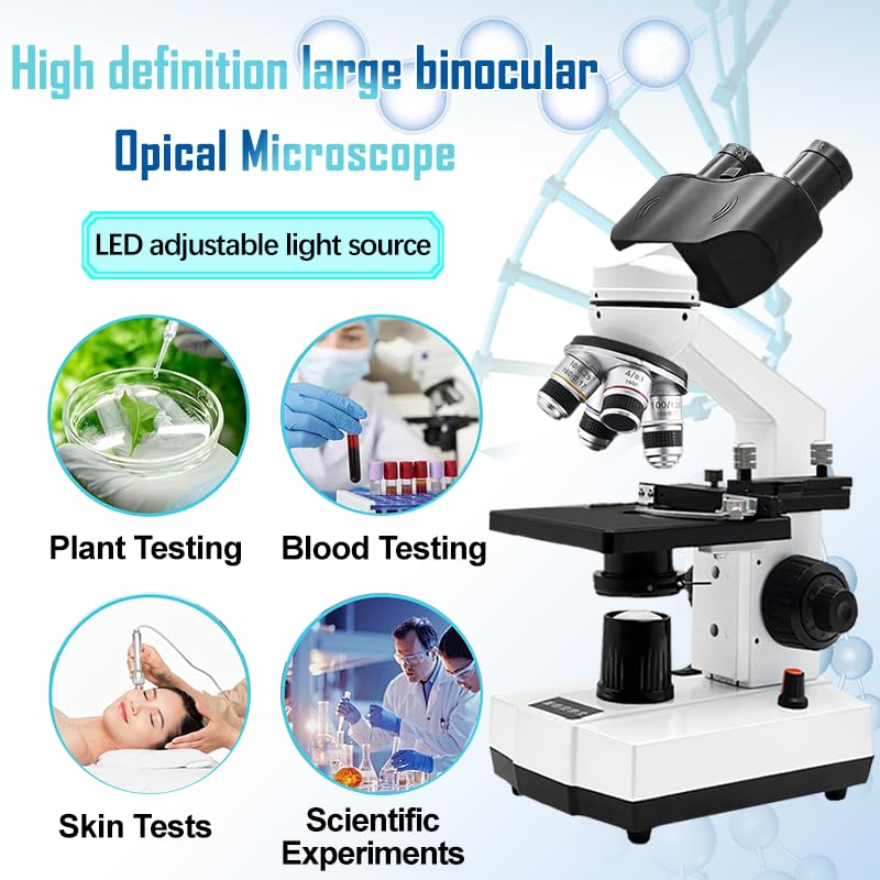 Image of Adult Student Compound Binocular Microscope - 40X-5000X High-Magnification Large-Field Professional Biological Microscope, Suitable for Schools, Laboratories, and Home Education