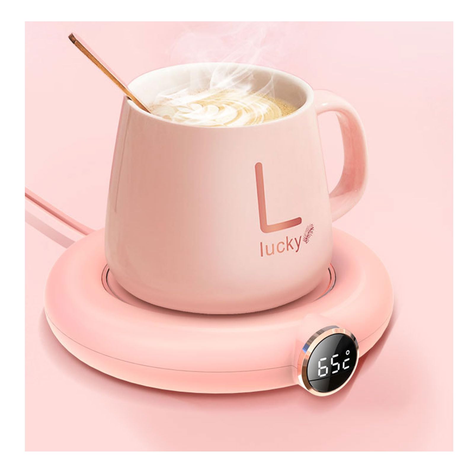 Scalda-tazze da caffè, USB con scatola, scalda tazza per scrivania con spegnimento automatico, 3 impostazioni di temperatura, scalda tazza da caffè, regalo per donne, regalo per Natale (rosa)