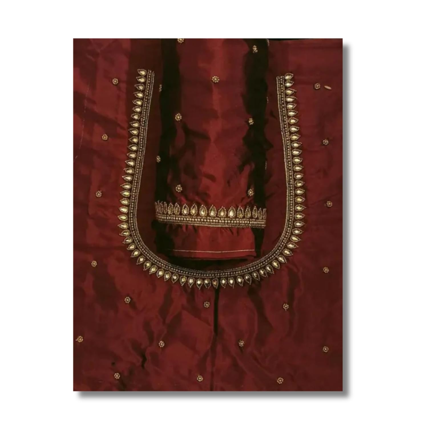 Maggam aari Hand Made Heavy Work Blouse Piece - 1 Meter Unstriched-image-36